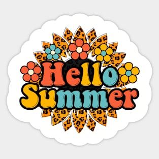 Hello Summer Sublimation Leo Pattern Sunflower Summer T-Shirt Sticker